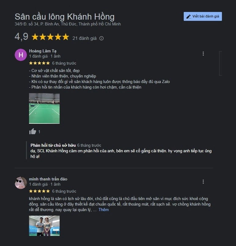 Review chi tiết sân cầu lông Khánh Hồng tại Thủ Đức | ShopVNB