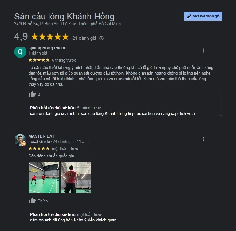 Review chi tiết sân cầu lông Khánh Hồng tại Thủ Đức | ShopVNB