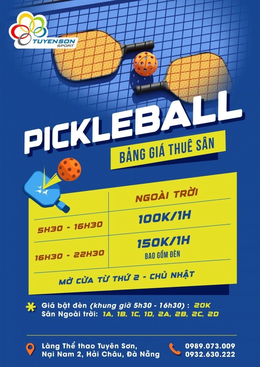 Review sân Pickleball Tuyên Sơn đẹp và chất lượng tại quận Hải Châu, Đà Nẵng | ShopVNB